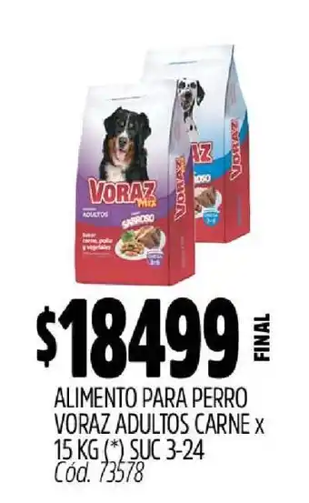 Supermercados Yaguar Alimento para perro Voraz Adultos Carne x 15 kg oferta
