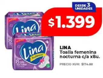 Supermayorista Vital LINA Toalla femenina nocturna c/a x8u oferta