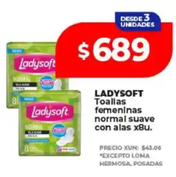 Supermayorista Vital LADYSOFT Toallas femeninas normal suave con alas x8u oferta