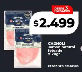 Supermayorista Vital CAGNOLI Jamon natural feteado x120gr oferta