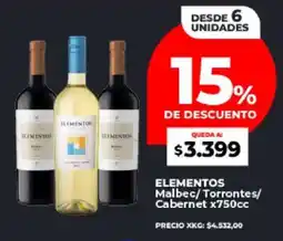 Supermayorista Vital ELEMENTOS Malbec/Torrontes/Cabernet x750cc oferta