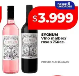 Supermayorista Vital SYGNUM Vino malbec rose x750cc oferta