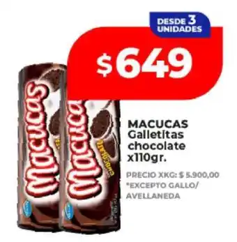 Supermayorista Vital MACUCAS Galletitas chocolate x110gr oferta