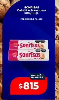 Supermayorista Vital SONRISAS Galletitas frambuesa x108/118gr oferta
