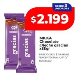 Supermayorista Vital MILKA Chocolate c/leche gracias x55gr oferta