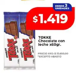 Supermayorista Vital TOKKE Chocolate con leche x60gr oferta