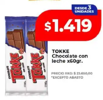 Supermayorista Vital TOKKE Chocolate con leche x60gr oferta