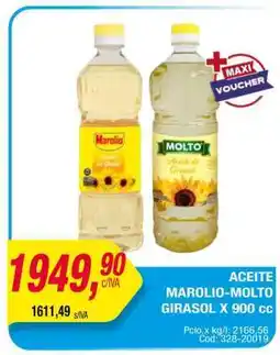 Maxiconsumo ACEITE MAROLIO-MOLTO GIRASOL x 900 cc oferta