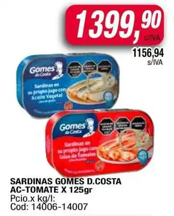 Maxiconsumo Sardinas Gomes D.Costa AC-Tomate x 125gr oferta
