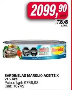Maxiconsumo SARDINELAS MAROLIO ACEITE X 215 Grs oferta