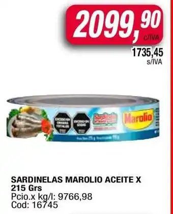 Maxiconsumo SARDINELAS MAROLIO ACEITE X 215 Grs oferta