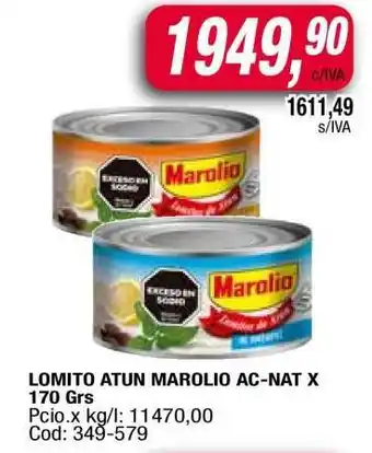 Maxiconsumo LOMITO ATUN MAROLIO AC-NAT X 170 Grs oferta