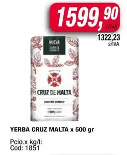 Maxiconsumo YERBA CRUZ MALTA x 500 gr oferta