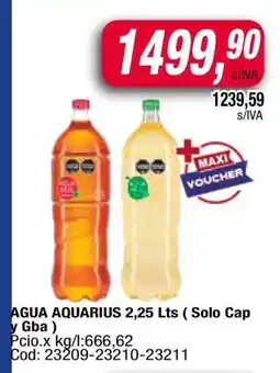 Maxiconsumo AGUA AQUARIUS 2,25 Lts oferta