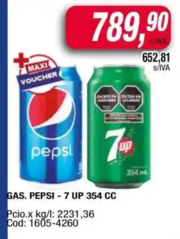 Maxiconsumo GAS. PEPSI - 7 UP 354 CC oferta