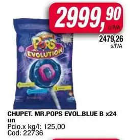 Maxiconsumo CHUPET. MR.POPS EVOL.BLUE B x24 un oferta