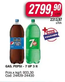 Maxiconsumo GAS. PEPSI - 7 UP 3 lt oferta