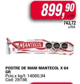 Maxiconsumo POSTRE DE MANI MANTECOl X 64 GR oferta