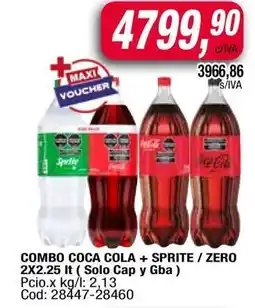 Maxiconsumo COMBO COCA COLA + SPRITE / ZERO 2X2.25 lt oferta
