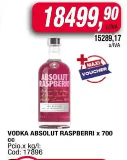 Maxiconsumo VODKA ABSOLUT RASPBERRI x 700 cc oferta