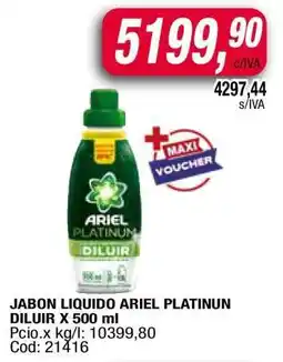 Maxiconsumo JABON LIQUIDO ARIEL .PLATINUN DILUIR X 500 ml oferta