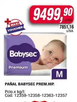 Maxiconsumo PAÑAL BABYSEC PREM. HIP oferta