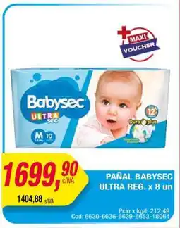 Maxiconsumo PAÑAL BABYSEC ULTRA REG. x 8 un oferta