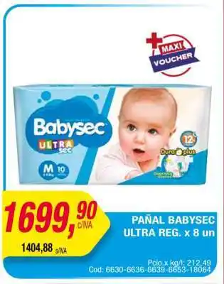 Maxiconsumo PAÑAL BABYSEC ULTRA REG. x 8 un oferta