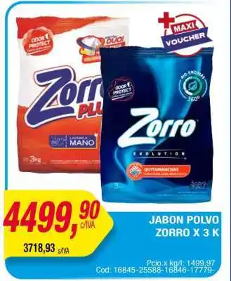 Maxiconsumo Jabon Polvo Zorro x 3 K oferta