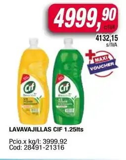 Maxiconsumo LAVAVAJILLAS CIF 1.25lts oferta