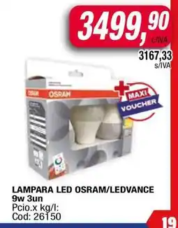 Maxiconsumo LAMPARA LED OSRAM/LEDVANCE 9w 3un oferta