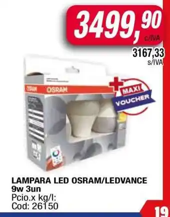 Maxiconsumo LAMPARA LED OSRAM/LEDVANCE 9w 3un oferta