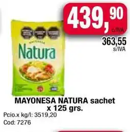 Maxiconsumo MAYONESA NATURA SACHET x 125 grs oferta