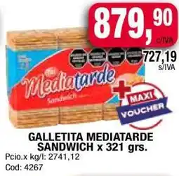 Maxiconsumo GALLETITA MEDIATARDE SANDWICH x 321 grs oferta