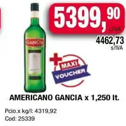 Maxiconsumo AMERICANO GANCIA x 1,250 lt oferta