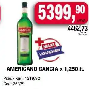 Maxiconsumo AMERICANO GANCIA x 1,250 lt oferta