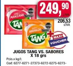 Maxiconsumo Jugos Tang vs. Sabores oferta