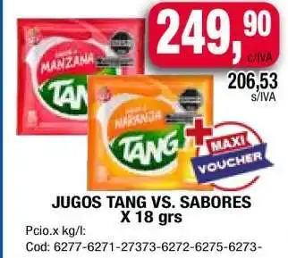 Maxiconsumo Jugos Tang vs. Sabores oferta