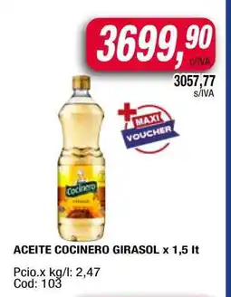Maxiconsumo ACEITE COCINERO GIRASOL x 1,5 lt oferta