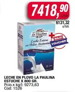 Maxiconsumo LECHE EN POLVO LA PAULINA ESTUCHE X 800 GR oferta
