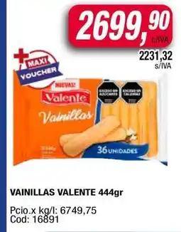 Maxiconsumo VAINILLAS VALENTE 444gr oferta