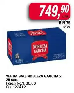 Maxiconsumo YERBA SAQ. NOBLEZA GAUCHA x 25 saq oferta