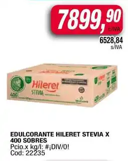 Maxiconsumo EDULCORANTE HILERET STEVIA X 400 SOBRES oferta