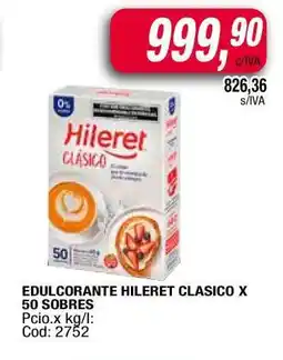 Maxiconsumo Edulcorante Hileret Clásico x 50 Sobres oferta
