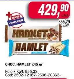 Maxiconsumo CHOC. HAMLET x45 gr oferta