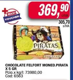 Maxiconsumo CHOCOLATE FELFORT MONED.PIRATA X 5 GR oferta
