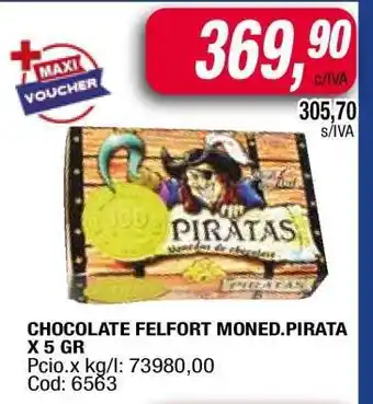 Maxiconsumo CHOCOLATE FELFORT MONED.PIRATA X 5 GR oferta