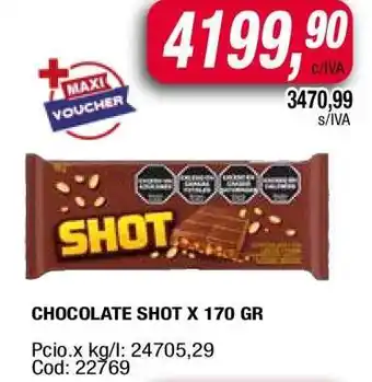 Maxiconsumo CHOCOLATE SHOT X 170 GR oferta