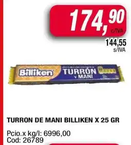 Maxiconsumo Turron de Mani Billiken x 25 gr oferta