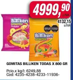Maxiconsumo GOMITAS BILLIKEN TODAS X 800 GR oferta